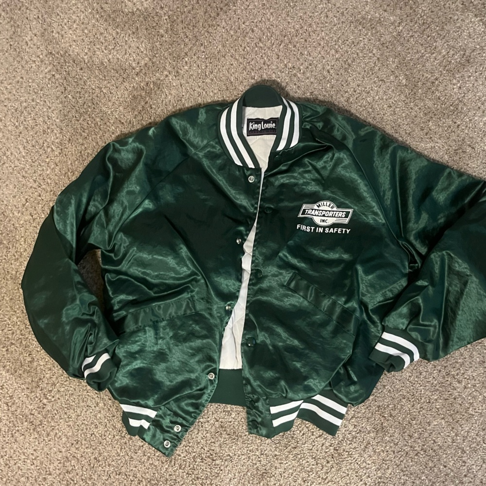 Vintage Green Satin Varsity Jacket